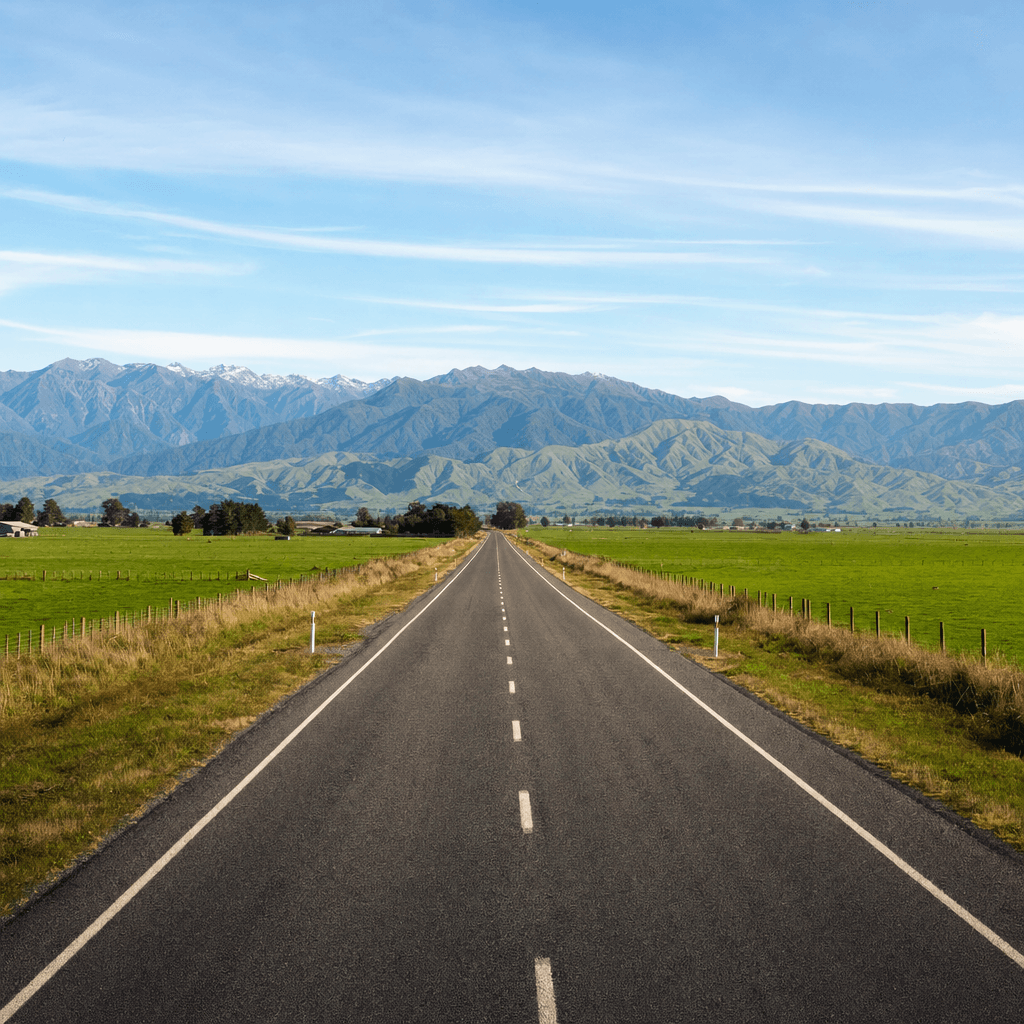 Open road across the flat Manawatū plains near Palmerston North