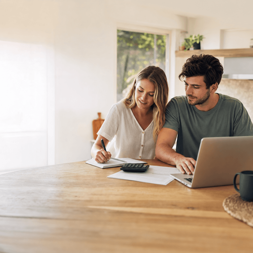A New Zealand couple working out their car budget at home